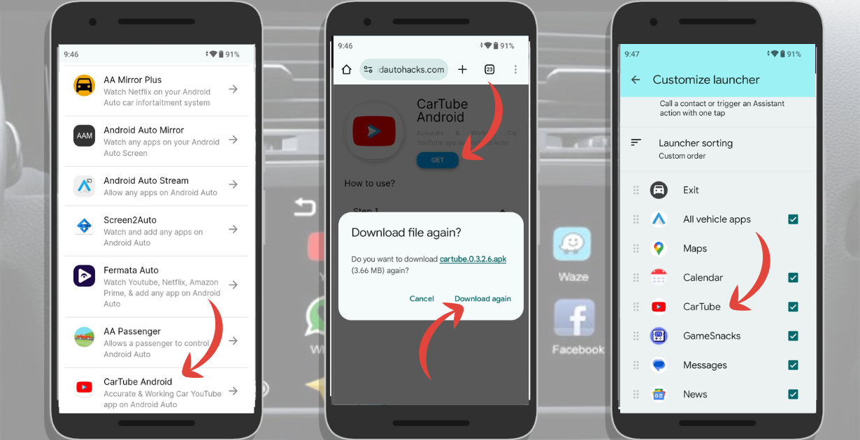 Comment ajouter CARTUB sur Android Auto: guide étape par étape Capture d'écran du guide d'application Android CARTUBE